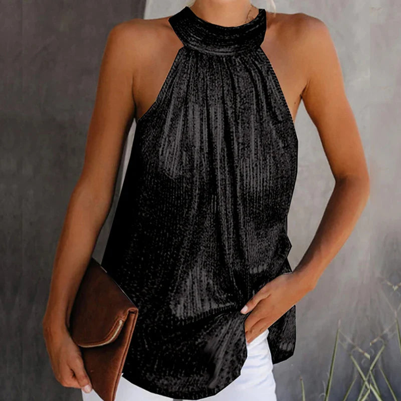 Top sin mangas con cuello halter