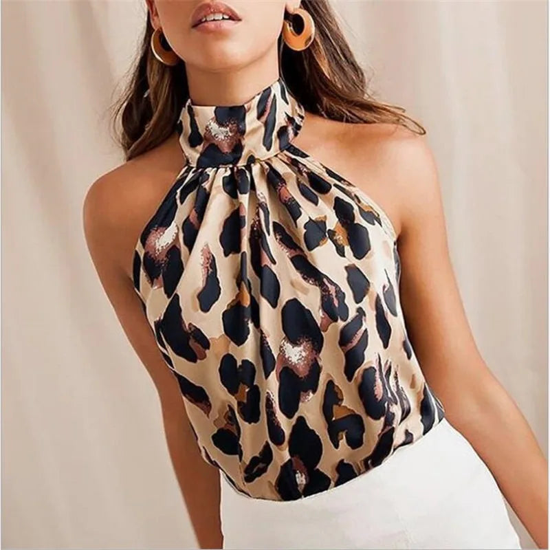Top sin mangas con cuello halter