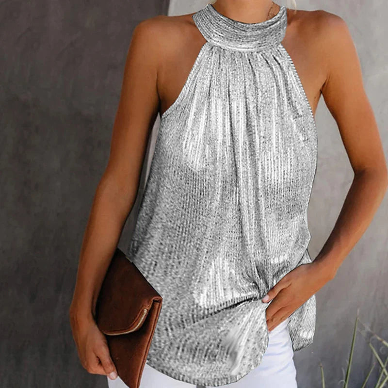 Top sin mangas con cuello halter