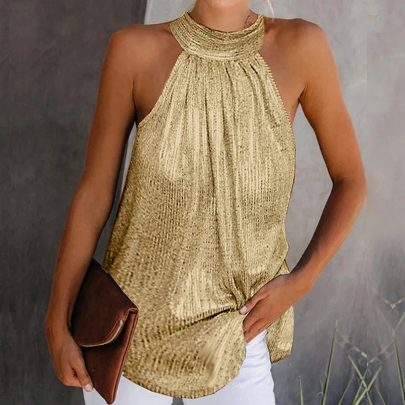 Top sin mangas con cuello halter