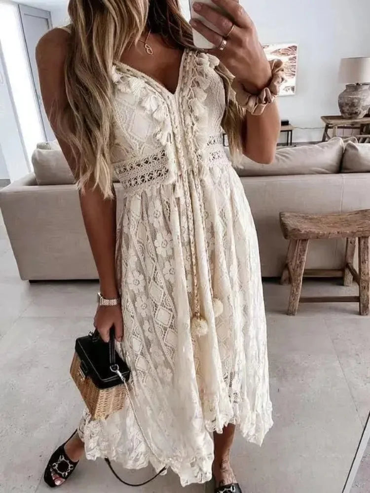 Vestido largo de encaje de Elena Rodriguez