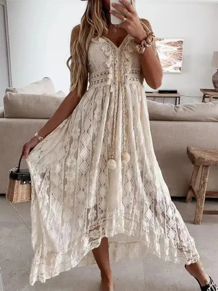 Vestido largo de encaje de Elena Rodriguez