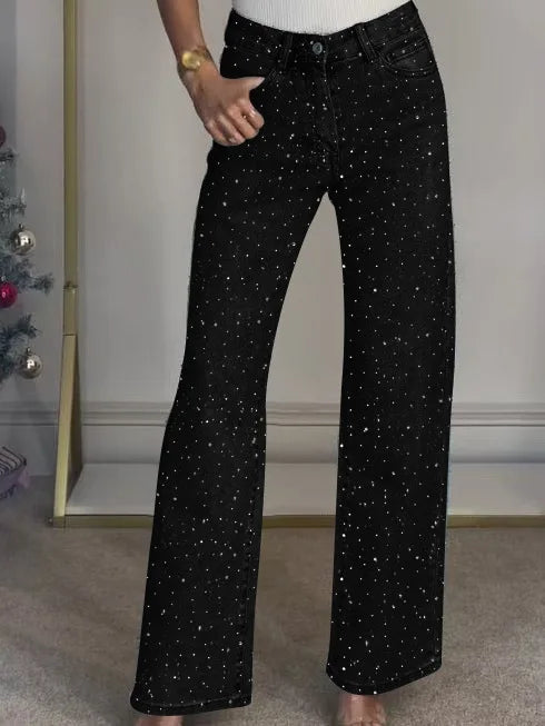 Vaqueros elegantes con pedrería para mujer.
