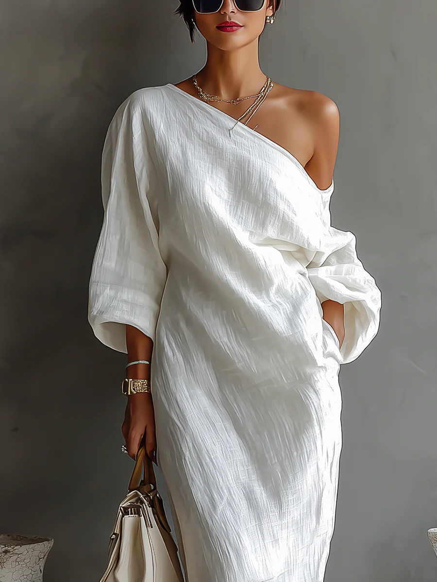 Vestido largo asimétrico y elegante Nora Soler