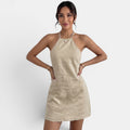 Vestido Corto Lino Halter Elena Rodruiguez