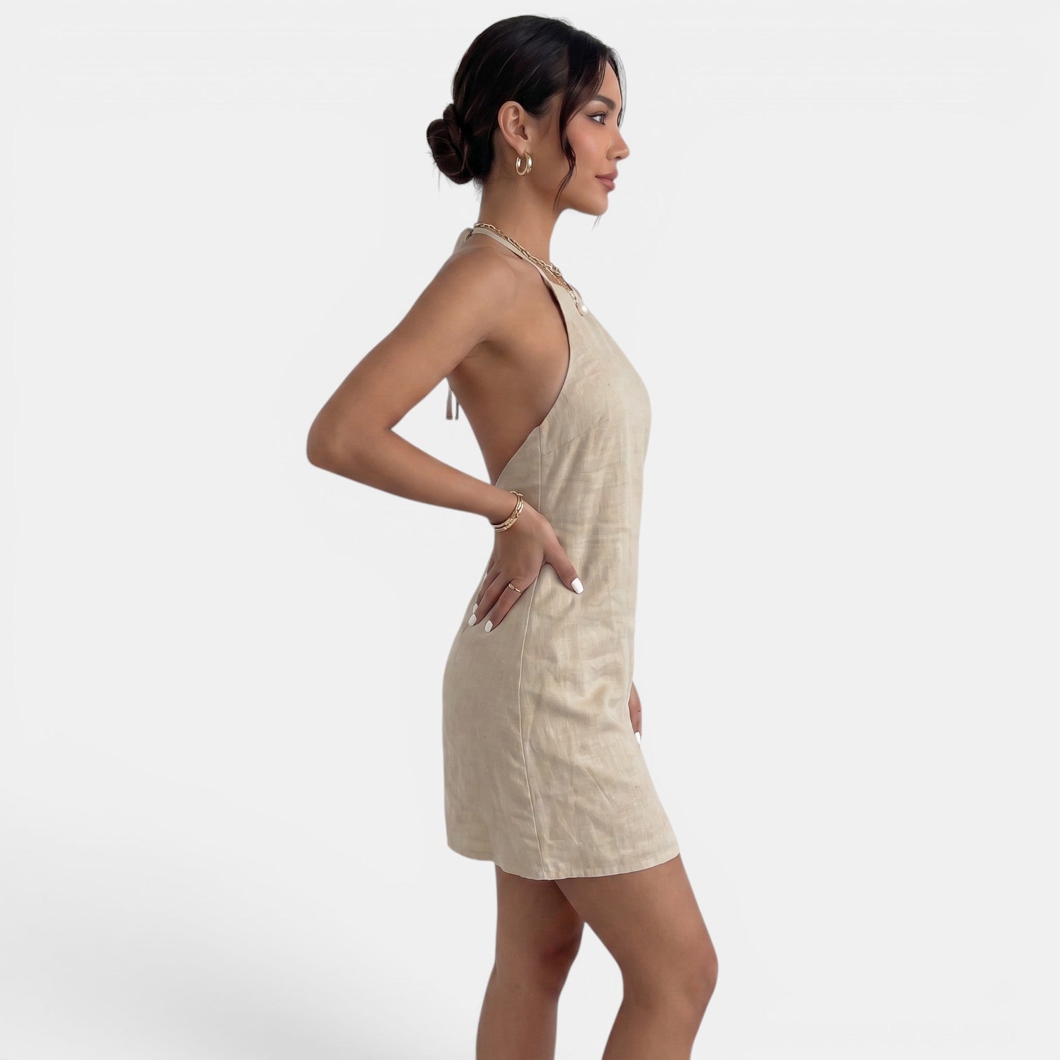 Vestido Corto Lino Halter Elena Rodruiguez